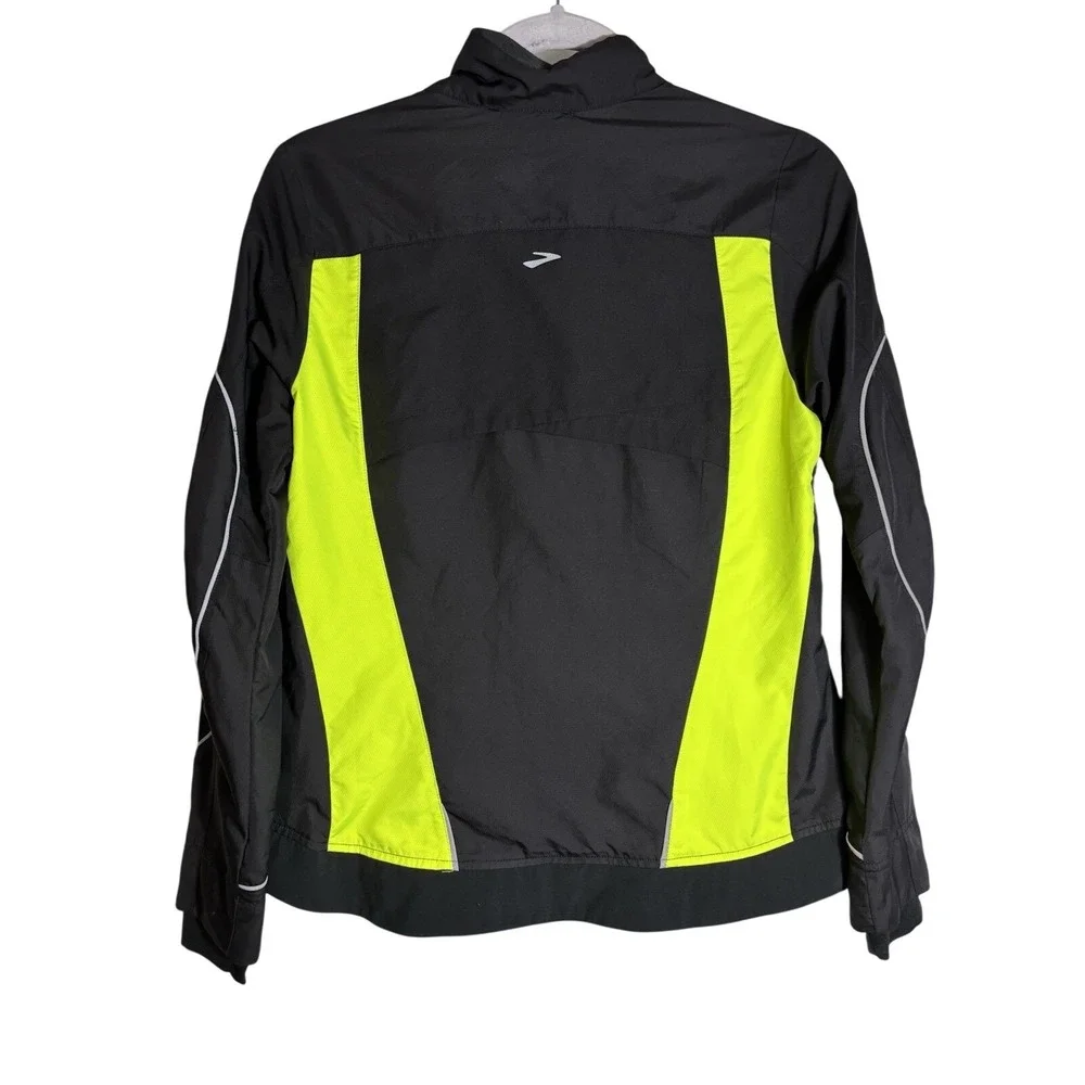 Brooks Shelter Technology Full Zip Black/Neon Green Running Cycling Jacket Small